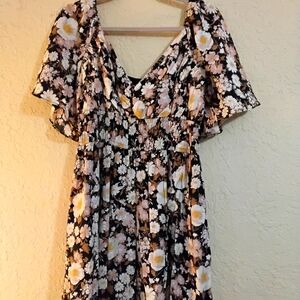 Abercrombie & Fitch Angel Sleeve Smocked Waist Dress - Size Large